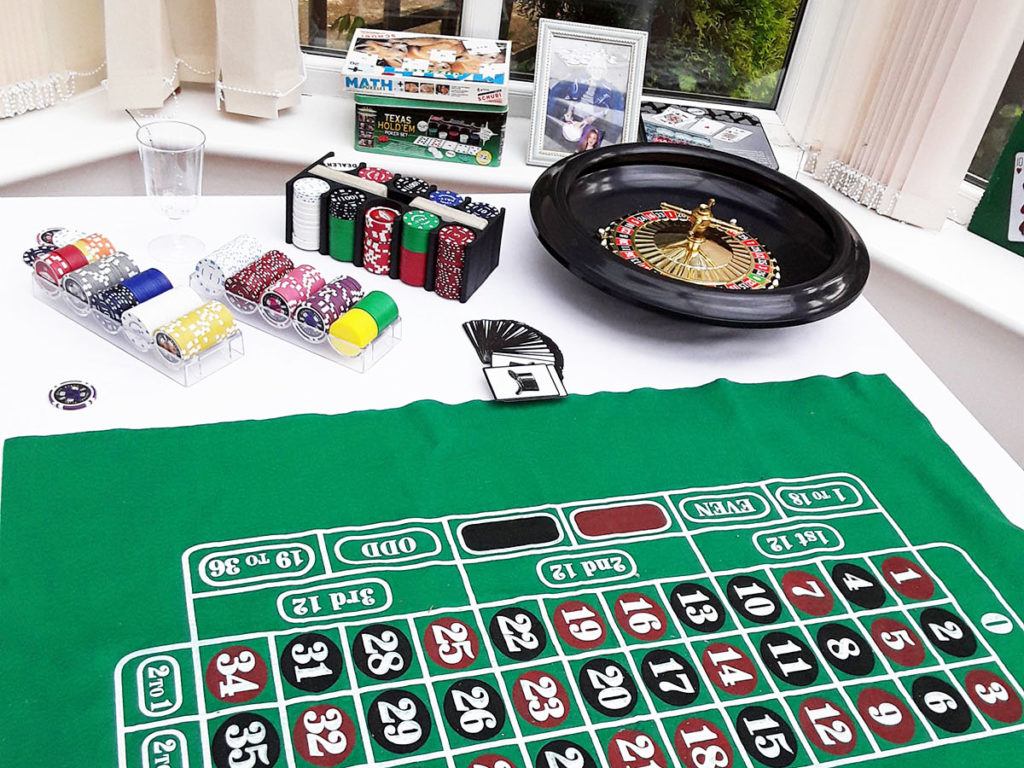 A casino table set up