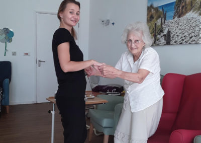 Staff member and Abbotsleigh resident dancing to live singer