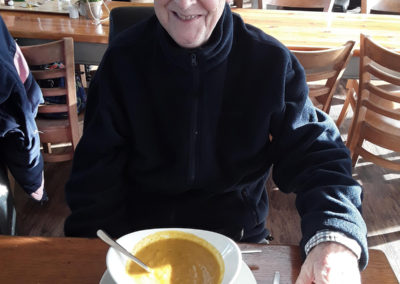 Abbotsleigh Care Home enjoying a bowl of soup at a cafe