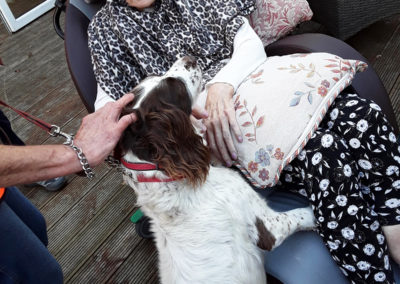 Abbotsleigh resident with a Pet Therapy dog