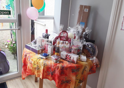 A table of raffle prizes