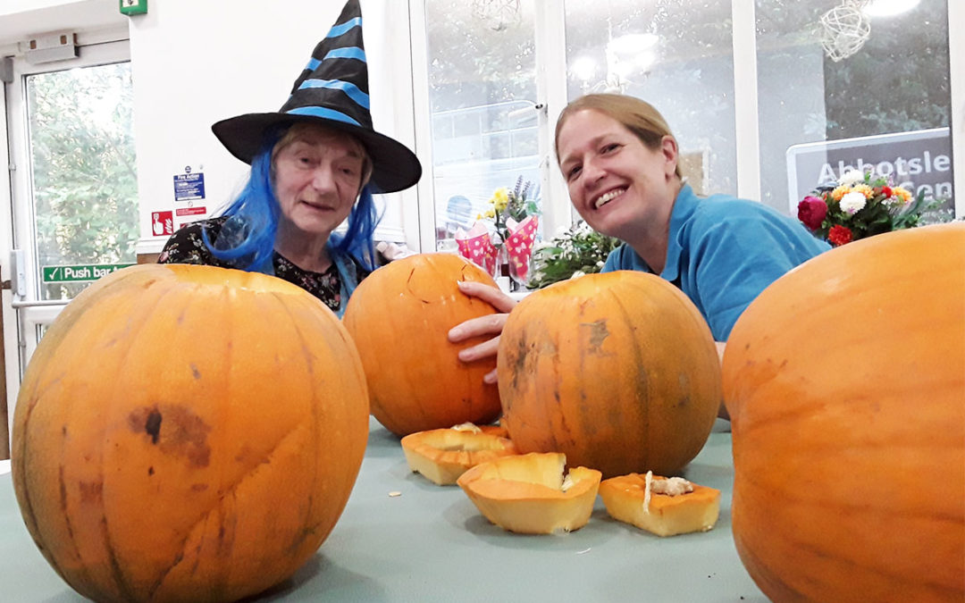 Halloween crafts and pumpkin carving at Abbotsleigh Care Home