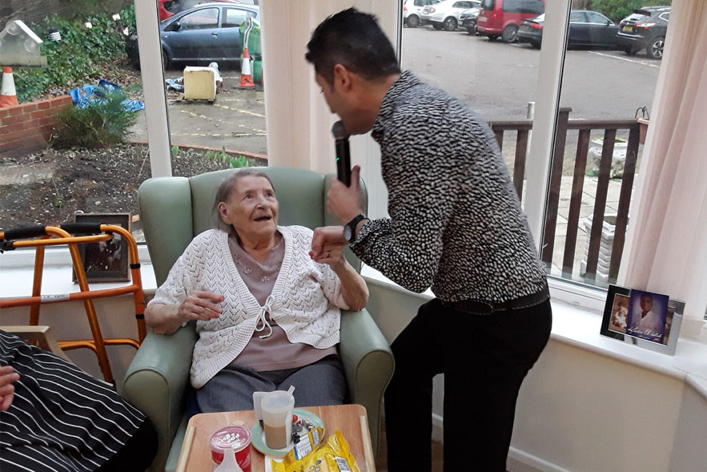 Singer Kevin Walsh entertains at Abbotsleigh Care Home