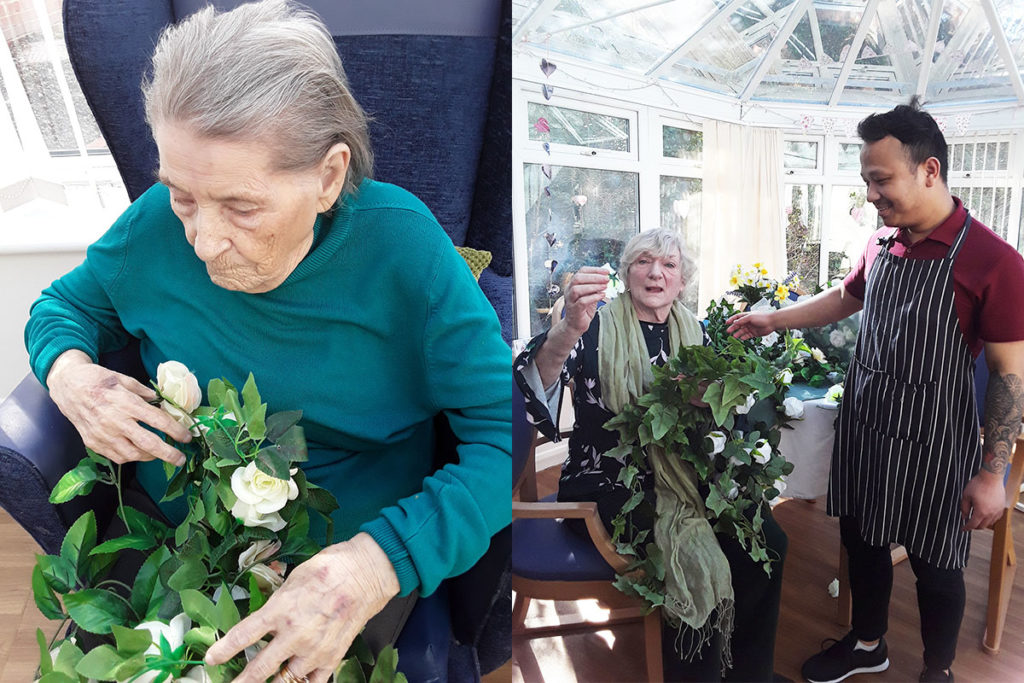 Flower arranging at Abbotsleigh Care Home