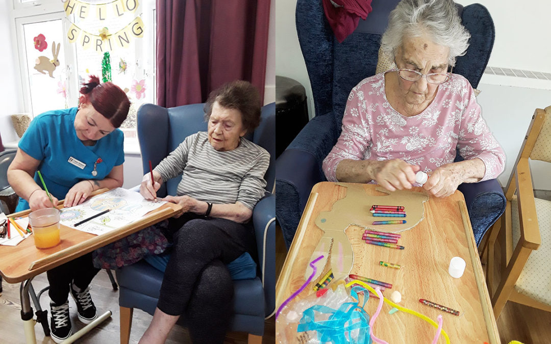 Making Easter decorations at Abbotsleigh Care Home