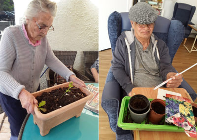 Abbotsleigh residents potting seeds and tending to plants