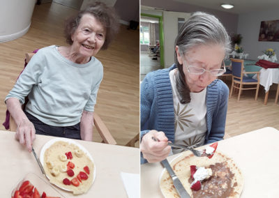 Residents enjoying pancakes at Abbotsleigh