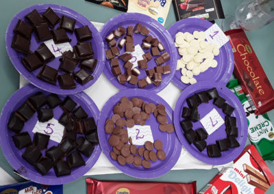 A spread of different chocolate pieces to taste