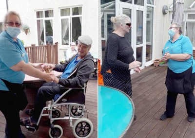Residents enjoying Rob T performing outside Abbotsleigh Care Home 2