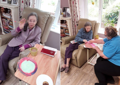 Residents enjoying arts and crafts at Abbotsleigh