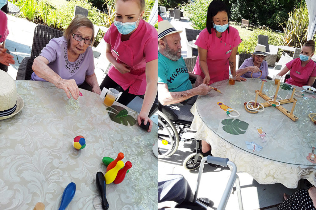 Table Top Olympics in the garden at Abbotsleigh Care Home