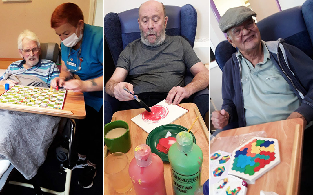 Puzzles and painting at Abbotsleigh Care Home