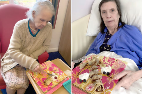 Residents enjoying delicious pancakes at Abbotsleigh Care Home