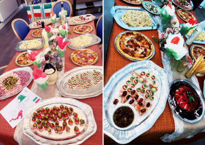 Italian food spread created at Abbotsleigh Care Home