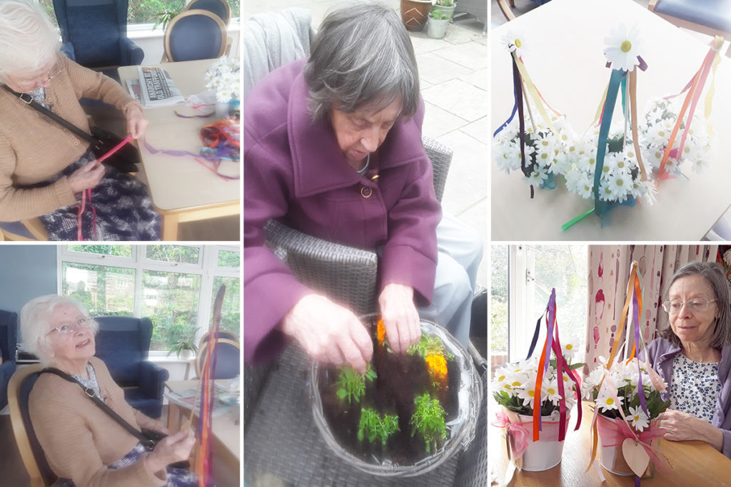 Residents flowers arranging at Abbotsleigh Care Home