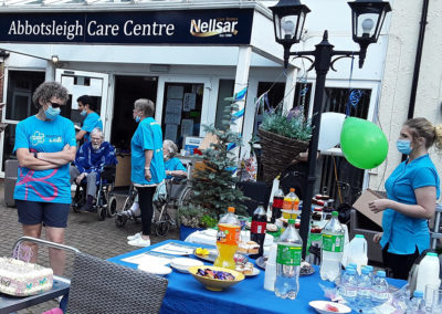 Refreshments outside Abbotsleigh Care Home on the day of a charity walk