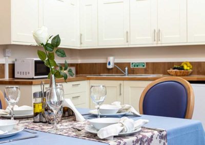 Downstairs dining area at Abbotsleigh Care Home