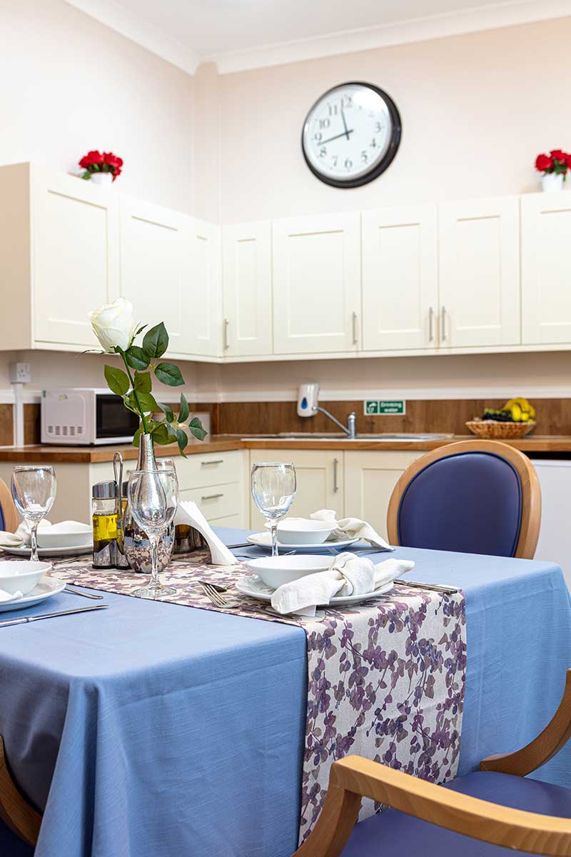 Downstairs dining area at Abbotsleigh Care Home
