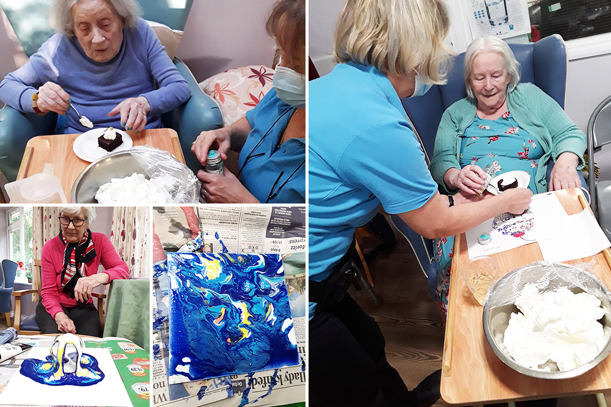 Chocolate cake and paint pouring fun at Abbotsleigh Care Home