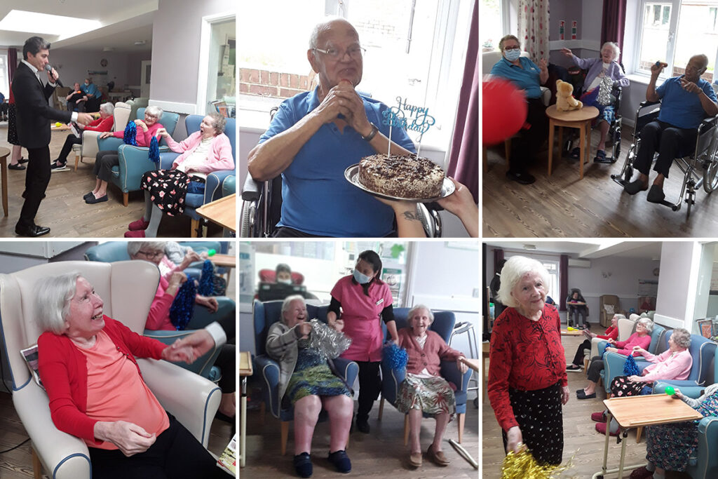Birthday celebrations with singer Kevin at Abbotsleigh Care Home