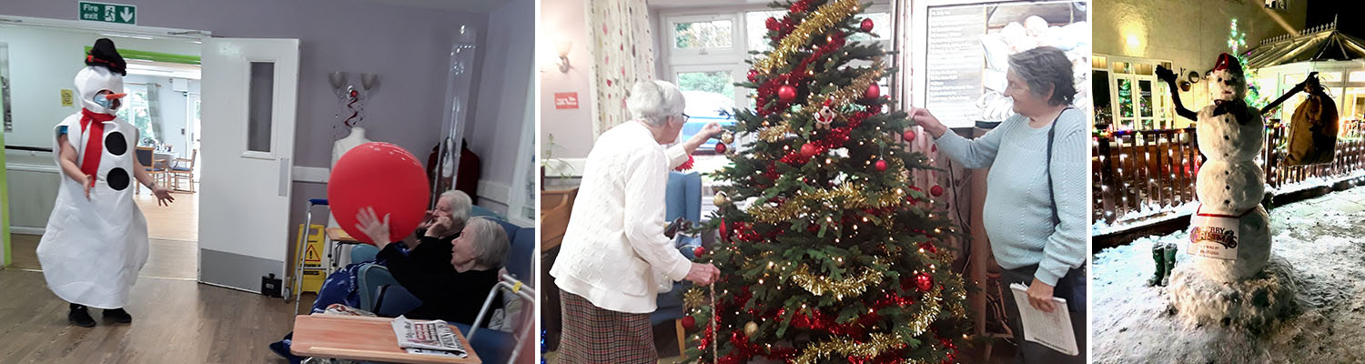 Christmas tree decorating and snowman fun at Abbotsleigh Care Home