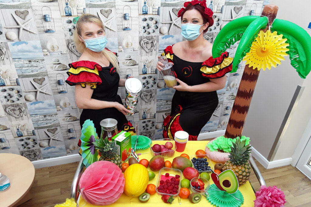 Tropical drinks trolley at Abbotsleigh Care Home