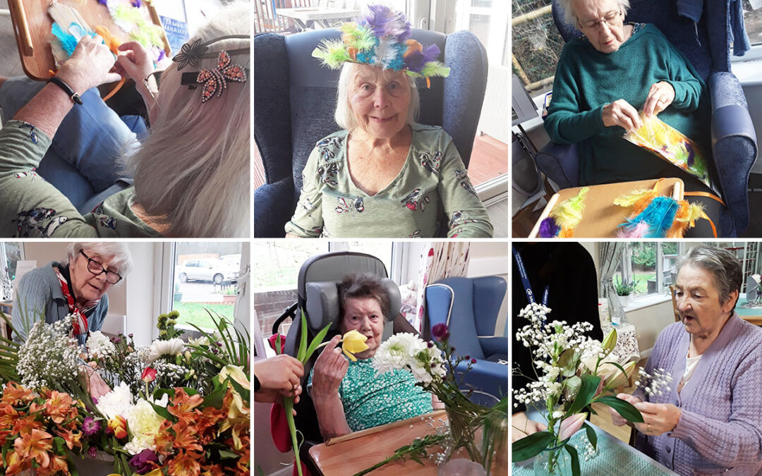 Feather and flower fun at Abbotsleigh Care Home