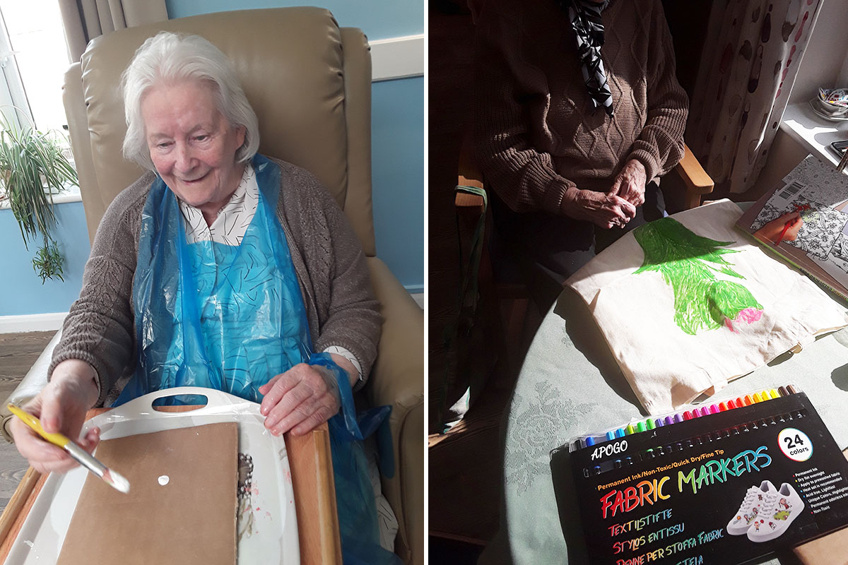 Painting and fabric painting at Abbotsleigh Care Home