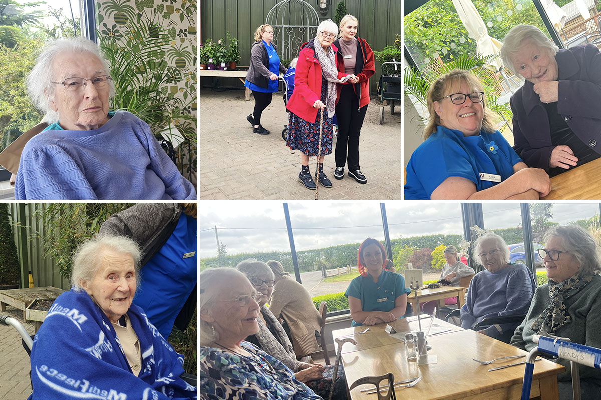 Abbotsleigh Care Home residents enjoying a trip out to Millbrook Garden Centre