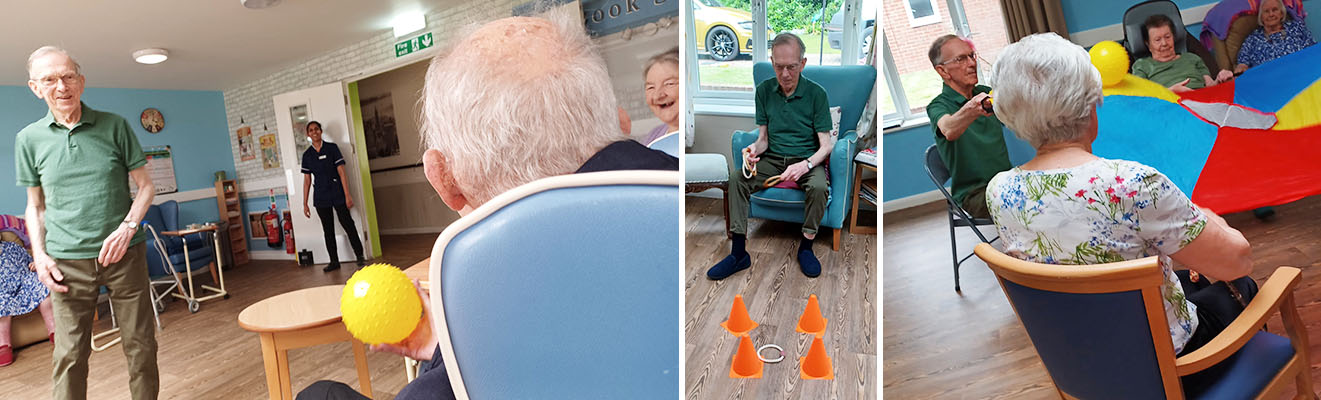 Indoor games and parachute at Abbotsleigh Care Home
