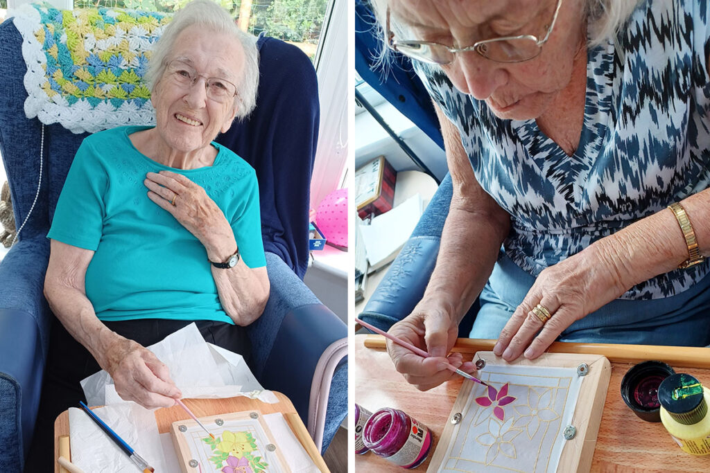 Silk painting at Abbotsleigh Care Home