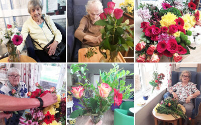 Making flower arrangements at Abbotsleigh Care Home