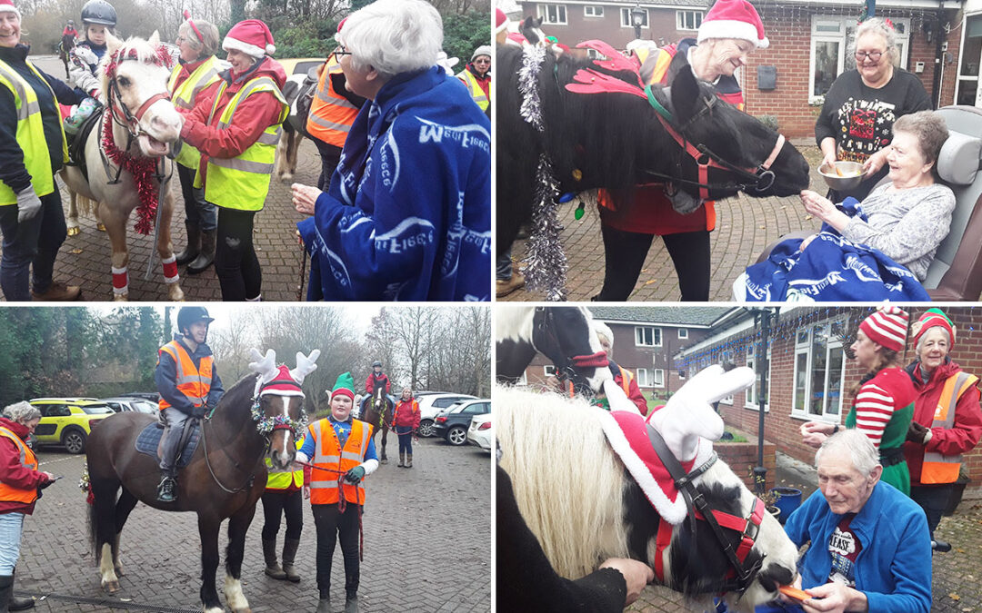 Abbotsleigh Care Home residents get a festive visit from Chalkhurst Riding Group